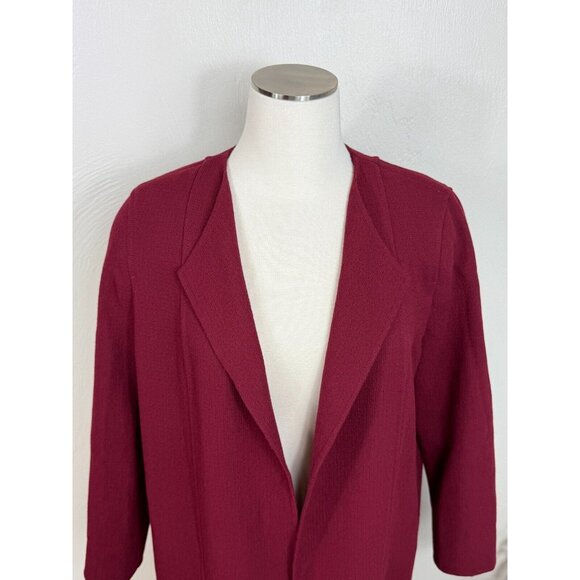 Lafayette‎ 148 Womens 100% Wool Burgundy Red Open Front Cardigan - Picture 7 of 15